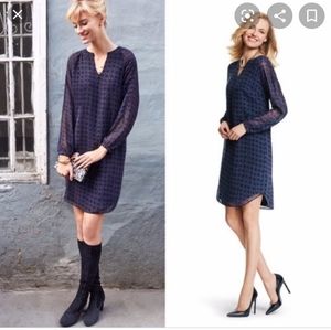 Cabi blue with black diamonds dress size small